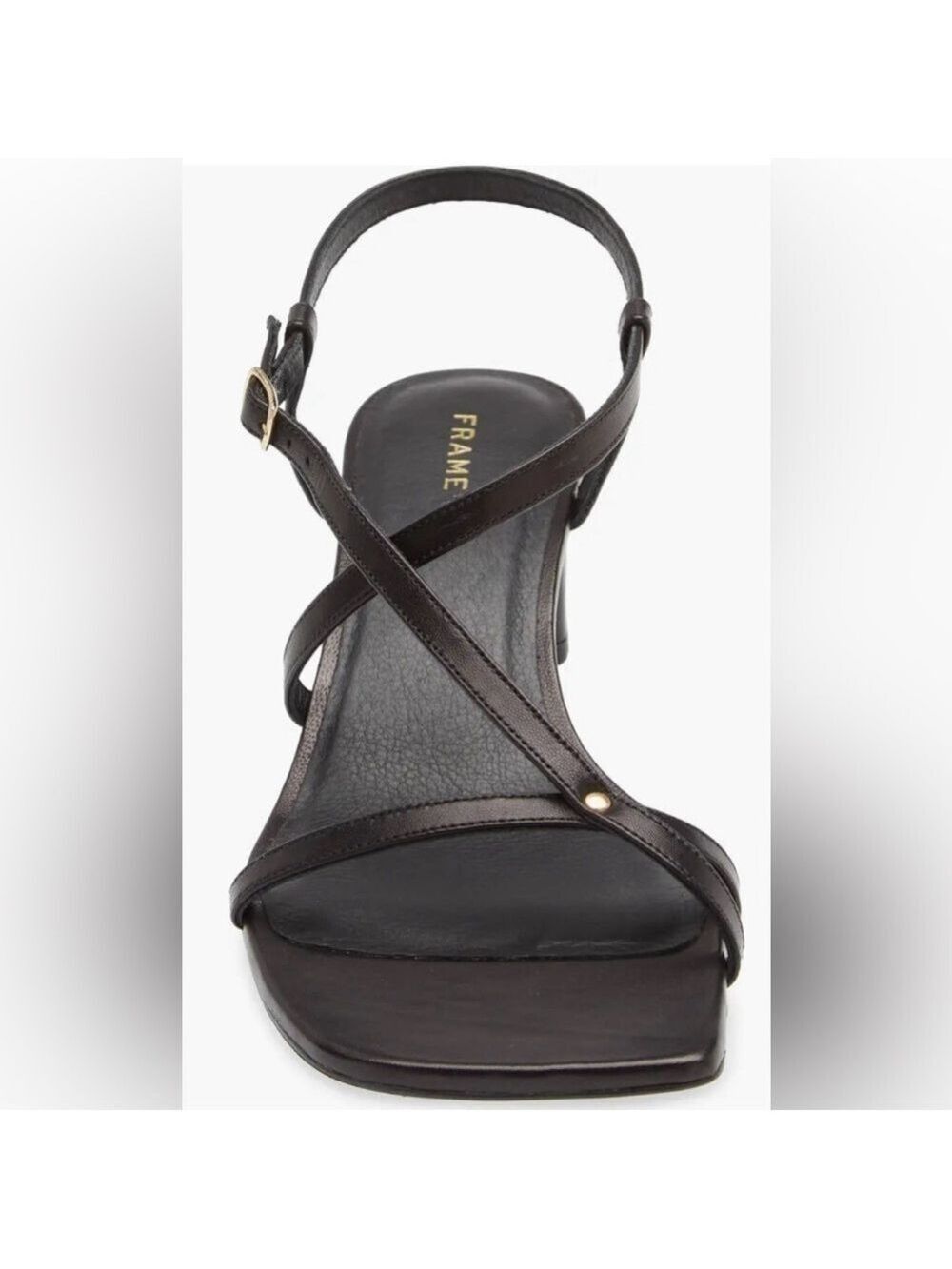 Frame Le Braxton Strappy Leather Black Sandal Square Toe Women EUR 39.5 US 9 - Picture 5 of 15